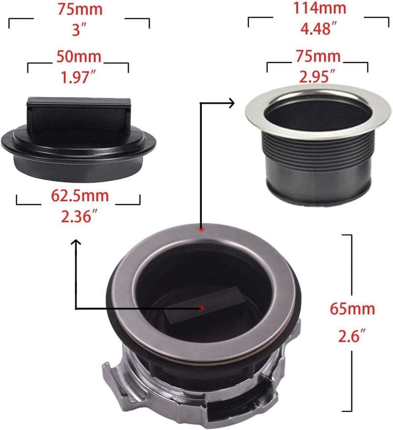 Anglepingping 8Pcs/Set Garbage Disposal Mount Sink Flange Kit and Stopper for Waste King, Garbage Disposal Drain Assembly Kit, Rubber Flange and Drain Lock Nut for Waste King, Whirlaway Parts (114mm) Model : 1030 - Image 3